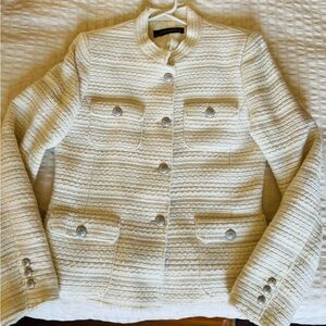 ZARA Ivory Chanel-Style Blazer Jacket - Size L